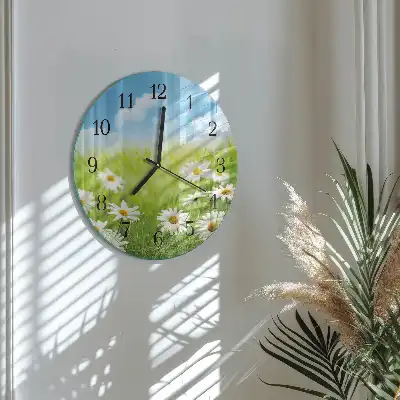 Hodiny na skle kulaté Louka