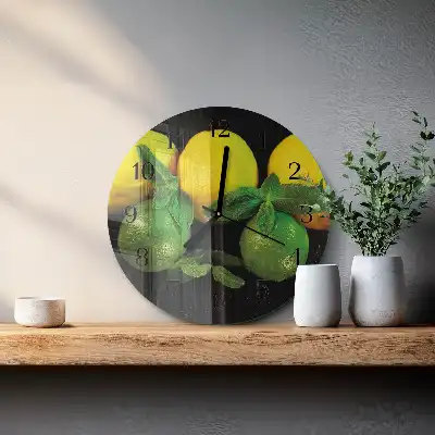 Nástěnné hodiny skleněné kulaté Citrony