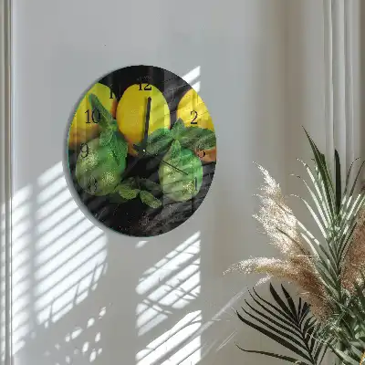 Nástěnné hodiny skleněné kulaté Citrony