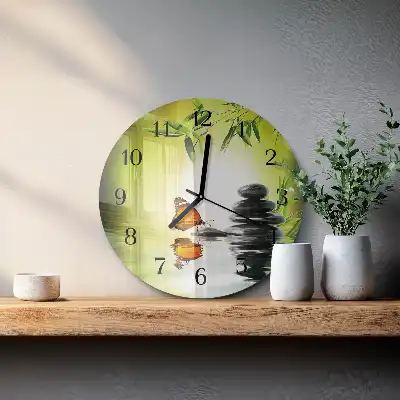 Kulaté skleněné hodiny na zeď Příroda