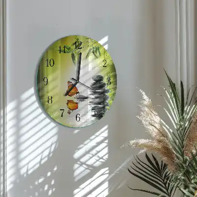 Kulaté skleněné hodiny na zeď Příroda