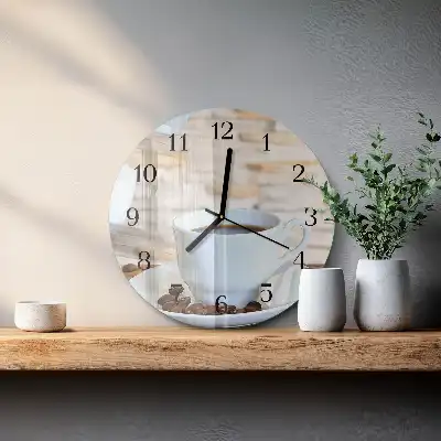 Nástěnné hodiny skleněné kulaté Káva