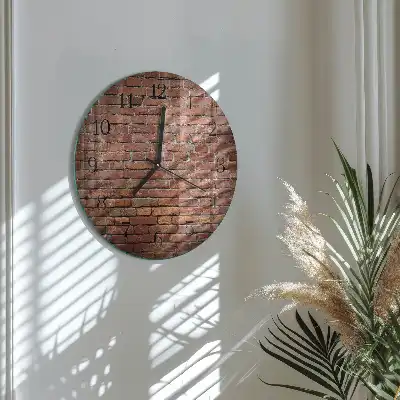 Hodiny na skle kulaté Cihlový