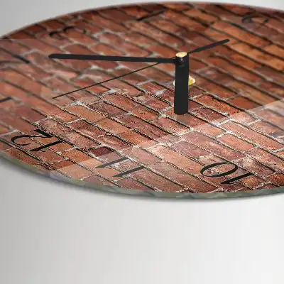 Hodiny na skle kulaté Cihlový