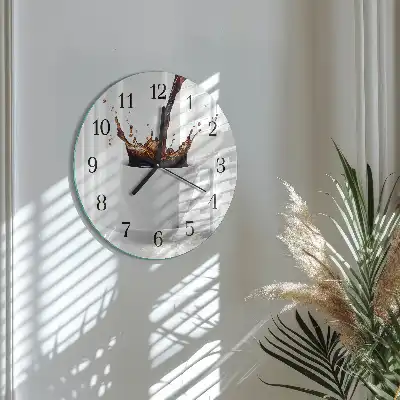 Nástěnné hodiny skleněné kulaté Káva
