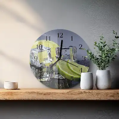 Nástěnné hodiny skleněné kulaté Citrusové plody