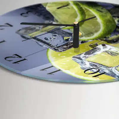 Nástěnné hodiny skleněné kulaté Citrusové plody