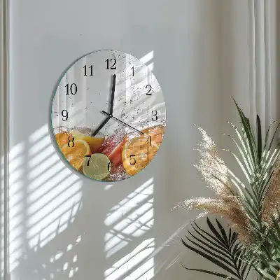 Kulaté skleněné hodiny na stěnu Pomeranče