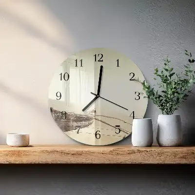Kulaté skleněné hodiny na stěnu Lodž
