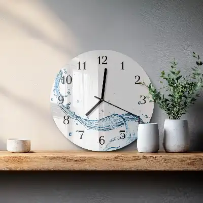 Hodiny s fotkou skleněné kulaté Voda