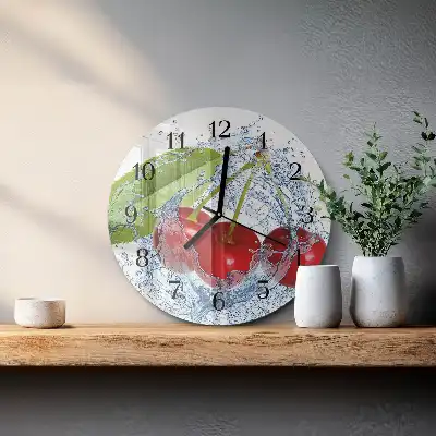 Kulaté skleněné hodiny na zeď Třešně