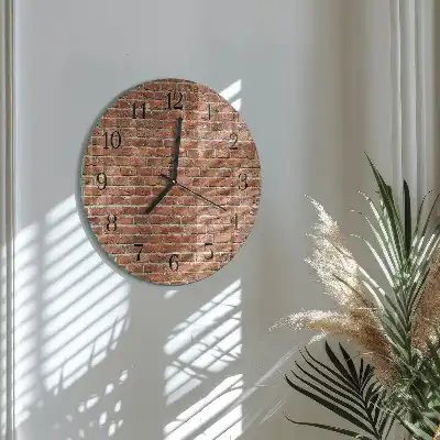 Nástěnné hodiny skleněné kulaté Cihlový