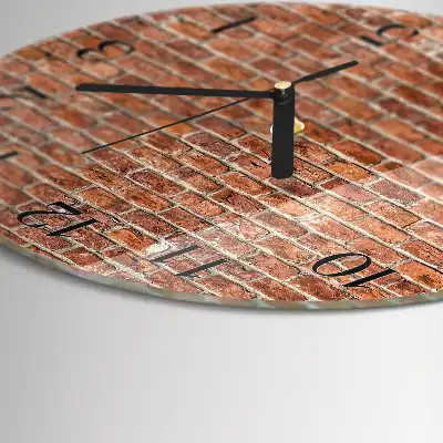 Nástěnné hodiny skleněné kulaté Cihlový