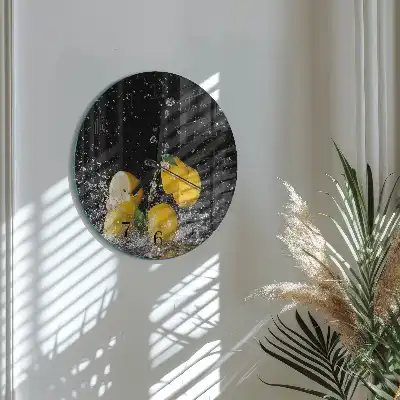 Kulaté skleněné hodiny na zeď Citrony