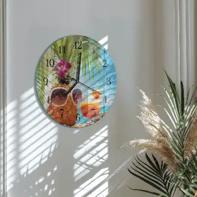 Nástěnné hodiny skleněné kulaté Dovolená