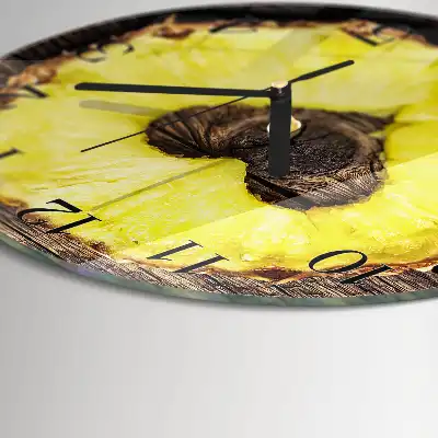 Hodiny na skle kulaté Ananas