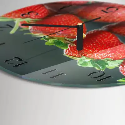 Hodiny s fotkou skleněné kulaté Jahody