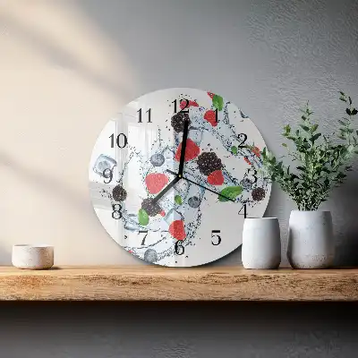 Hodiny na skle kulaté Ovocná zmrzlina
