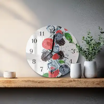 Hodiny s fotkou skleněné kulaté Ovocná zmrzlina