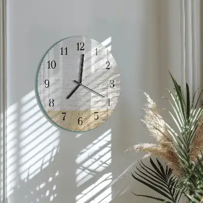 Nástěnné hodiny skleněné kulaté Cihlový