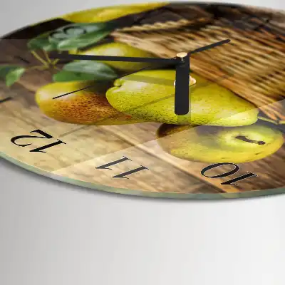 Kulaté skleněné hodiny na zeď Hrušky