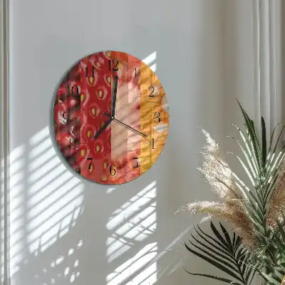 Nástěnné hodiny skleněné kulaté Ovoce