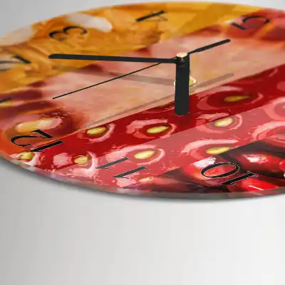 Nástěnné hodiny skleněné kulaté Ovoce