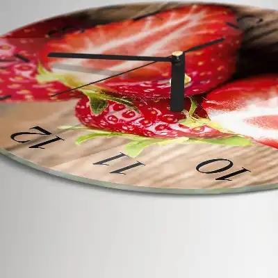 Kulaté skleněné hodiny na zeď Jahody