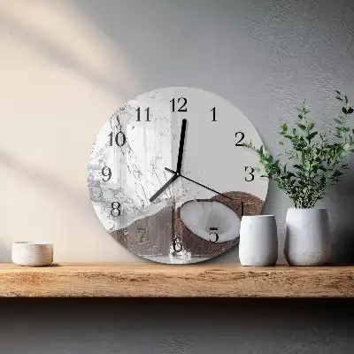 Hodiny s fotkou skleněné kulaté Kokosové ořechy