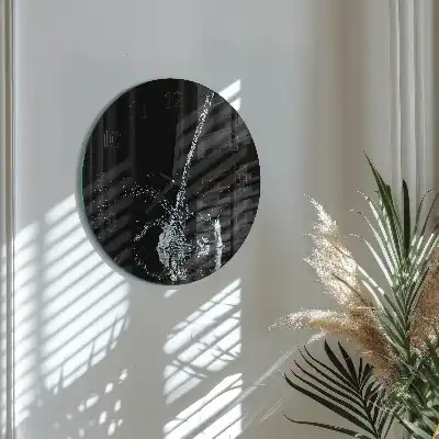 Kulaté skleněné hodiny na stěnu Voda