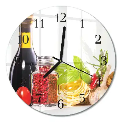 Hodiny s fotkou skleněné kulaté Těstoviny