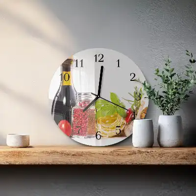 Hodiny s fotkou skleněné kulaté Těstoviny