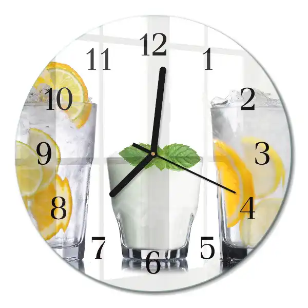 Kulaté skleněné hodiny na zeď Citrus
