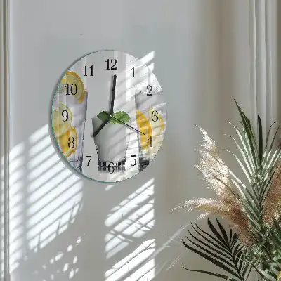 Kulaté skleněné hodiny na zeď Citrus