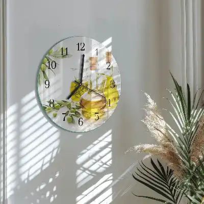 Hodiny na skle kulaté Olej
