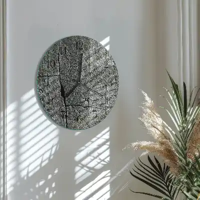 Hodiny s fotkou skleněné kulaté Přírodní kámen