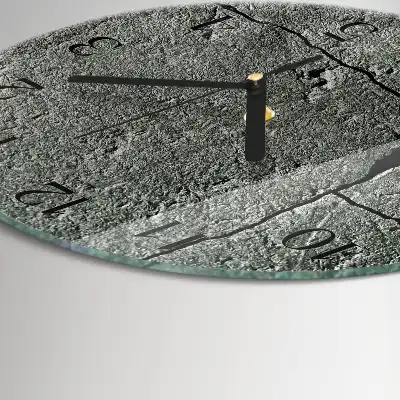 Hodiny s fotkou skleněné kulaté Přírodní kámen