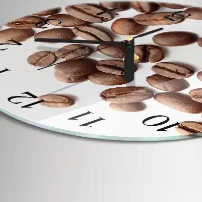 Nástěnné hodiny skleněné kulaté Kávová zrna