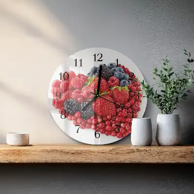 Hodiny s fotkou skleněné kulaté Ovoce