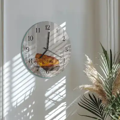 Nástěnné hodiny skleněné kulaté Jantar