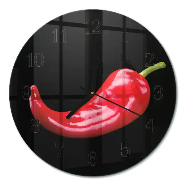 Hodiny s fotkou skleněné kulaté Chilli papričky