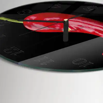 Hodiny s fotkou skleněné kulaté Chilli papričky