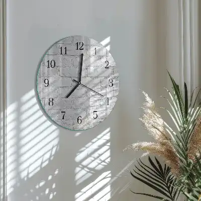 Nástěnné hodiny skleněné kulaté Cihlový