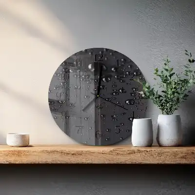 Kulaté skleněné hodiny na zeď Kapky