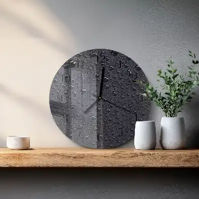 Kulaté skleněné hodiny na stěnu Kapky