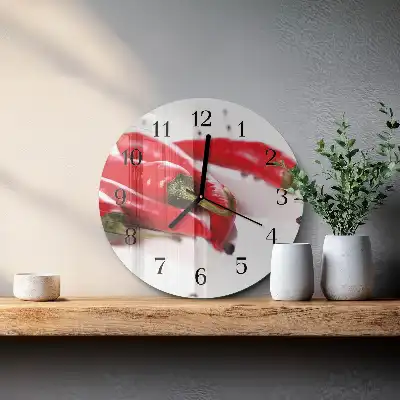Hodiny na skle kulaté Chilli papričky