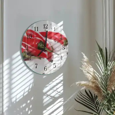 Hodiny na skle kulaté Chilli papričky