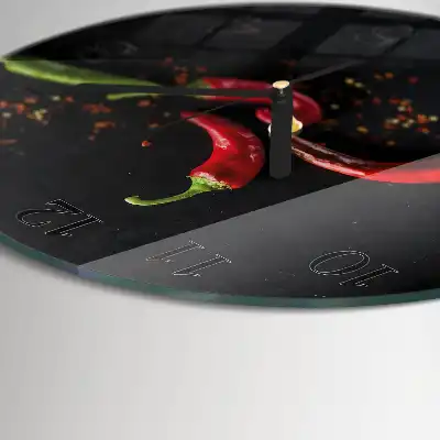 Hodiny s fotkou skleněné kulaté Chilli papričky