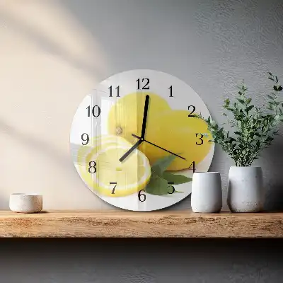 Nástěnné hodiny skleněné kulaté Citrony