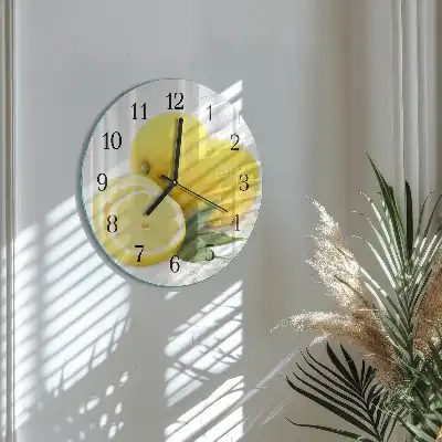 Nástěnné hodiny skleněné kulaté Citrony